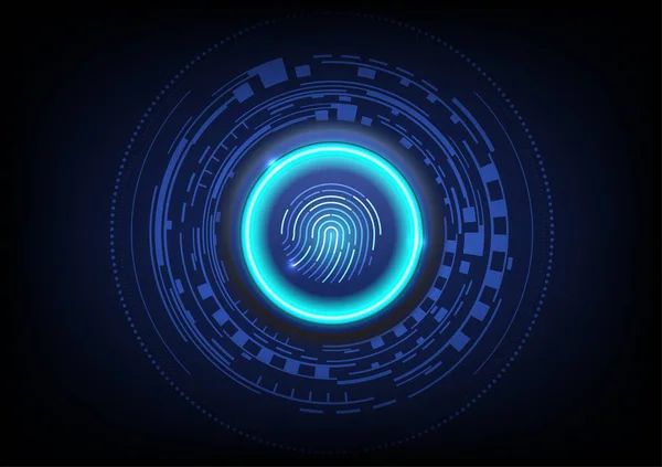 Φουτουριστικό Στρογγυλό Κουμπί Δακτυλικών Αποτυπωμάτων Έννοια Ασφάλειας Βιομετρικών Δεδομένων Εικονογράφηση — Διανυσματικό Αρχείο