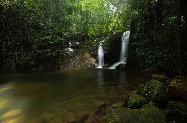 stock image Scene of beautiful Tonchongfa waterfall at Phang-gna province, Thailand.