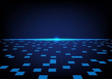 Soyut perspektif ızgara hattı ve ışıklandırma teknolojisi arka planı. 