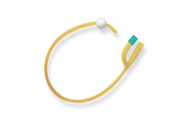 Beyaz arka planda balon şişirilmiş idrar kateteri. Vektör illüstrasyonu.