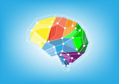 Soyut geometrik beyin çokgen ağ arka planı.