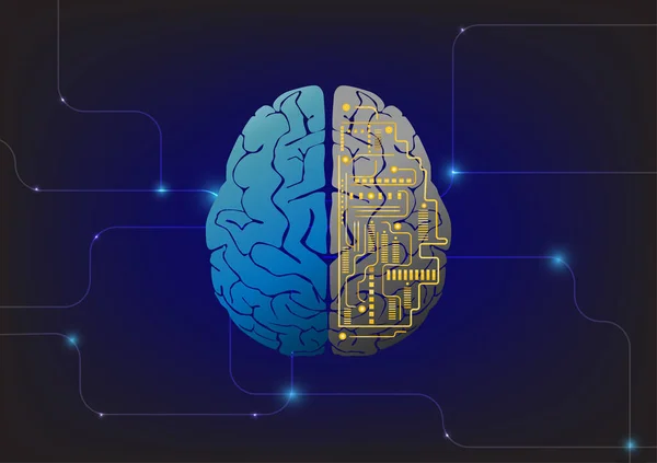 Künstliches Gehirn Auf Technologischem Hintergrund — Stockvektor