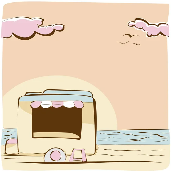 Грузовик Едой Пляже — стоковое фото