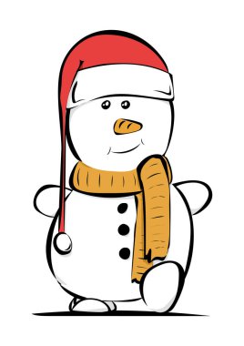 Şapkalı ve eşarplı koşan kardan adam