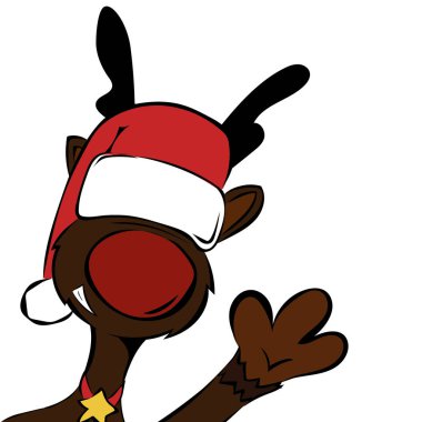 Noel Baba şapkalı Ren geyiği Rudolph