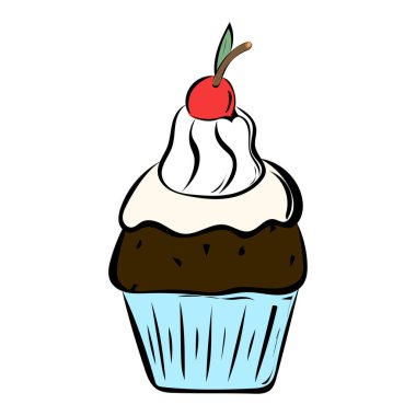 Kremalı ve kirazlı kek.