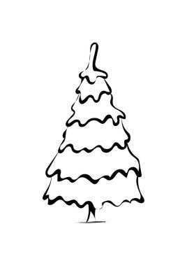 El çizimi Noel ağacı. Vektör illüstrasyonu