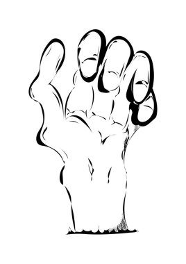 Parmakları olan bir insan eli. Vektör çizimi. beyaz üzerine izole