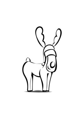 şirin ren geyiği hayvan çizgi çizgi çizgi çizimi biçim vektörü