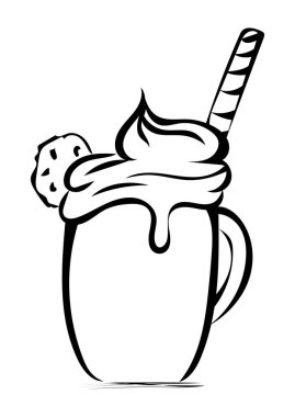 Elle çizilmiş sıcak çikolatalı bir fincanın çizimi