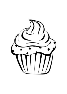 el çizimi cupcake vektör illüstrasyonu