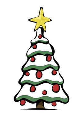 çizgi film doodle yılbaşı ağacı