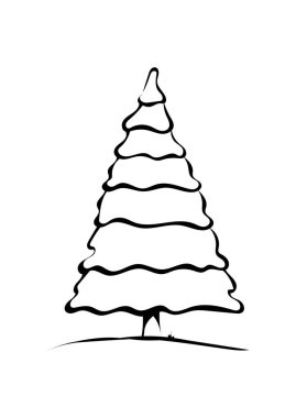 Noel ağacı. El çizimi. Vektör illüstrasyonu.