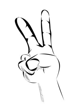 El çizimi işareti. Barış sembolü. vektör illüstrasyonu