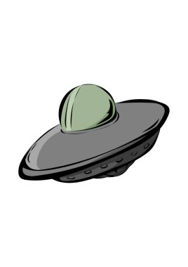 Bir UFO 'nun izole edilmiş çizgi film ikonu. vektör illüstrasyonu