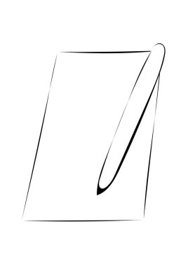 Beyaz arkaplan üzerine soyut siyah beyaz çizgi çizimi.