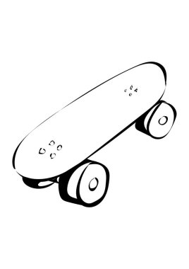 siyah ve beyaz kaykay vektör çizimi