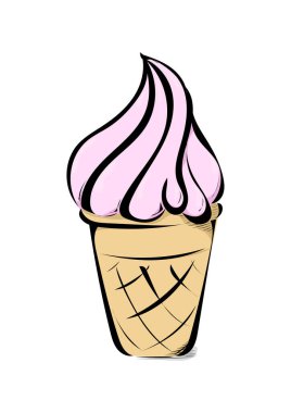 vektör karikatür dondurma külahı beyaz arkaplanda izole.