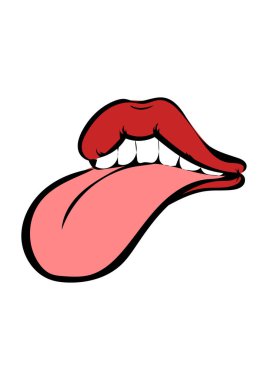 Açık dudaklı bir kadın yüzünün çizgi filmi