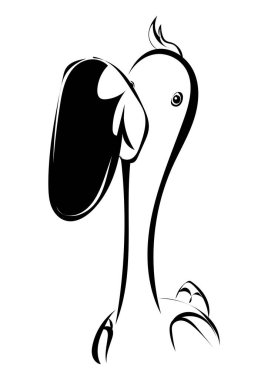 Bir kuşun şirin siyah beyaz vektör çizimi