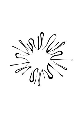 siyah ve beyaz el çizilmiş soyut karalama çiçeği, çiçek vektör çizimi.