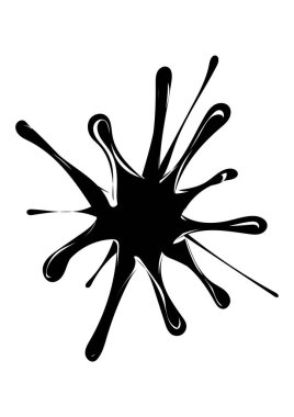 siyah mürekkep lekesi, grunge vektör çizimi beyaz üzerine izole.