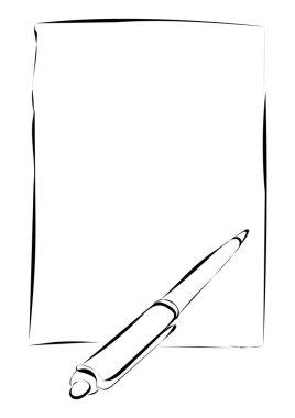 Boş kağıdın vektör çizimi. kalem