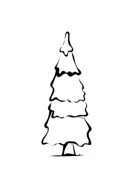 El çizimi Noel ağacı ikonu. vektör illüstrasyonu.