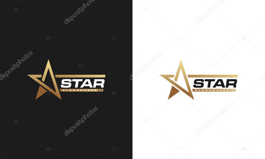 Luxury Gold Star logo designs template, Elegant Star logo designs, Fast star logo designs concept