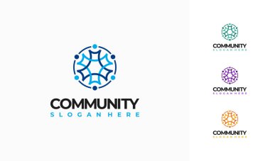 Renkli İnsanlar topluluğunun logo şablonu vektör çizimi tasarımı