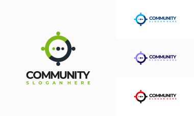 Renkli İnsanlar topluluğunun logo şablonu vektör çizimi tasarımı