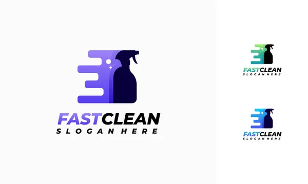 Fast Cleaning Logo Designs Concept Vector Cleaning Service Logo Symbol — Stock Vector