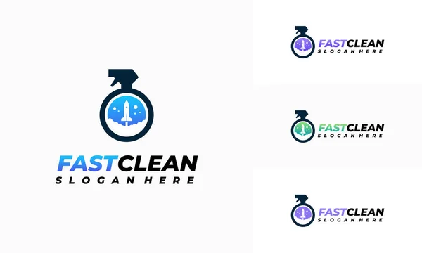 Fast Cleaning Logo Designs Concept Vector Cleaning Service Logo Symbol — Stock Vector