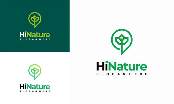 Nature Talk Design Modelo Logotipo Olá Natureza Logotipo Desenhos Conceito — Vetor de Stock