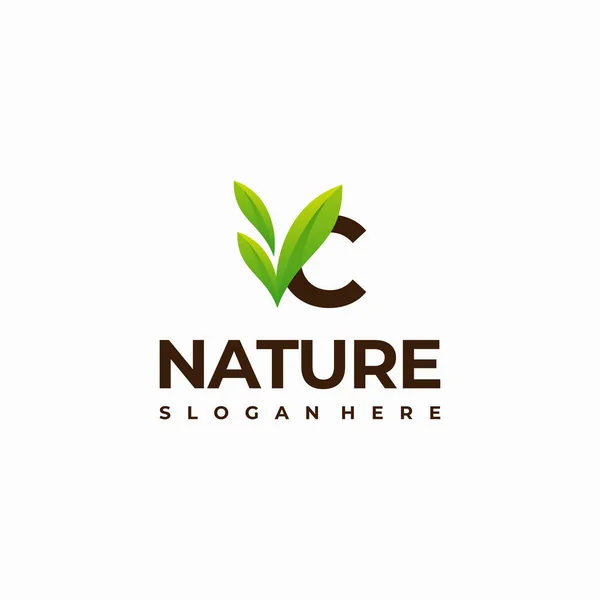 Harfi Yaprağı Ilk Doğal Logo Tasarımları Modern Harf Yeşil Doğa — Stok Vektör