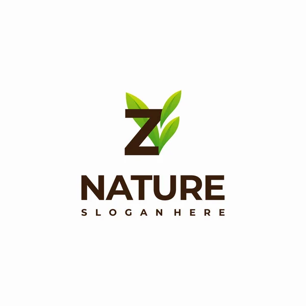 Letra Folha Natureza Inicial Logo Designs Modern Carta Verde Natureza — Vetor de Stock