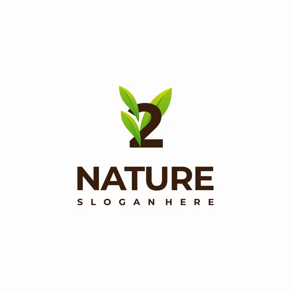 Número Folha Natureza Inicial Logo Designs Moderno Número Verde Natureza — Vetor de Stock