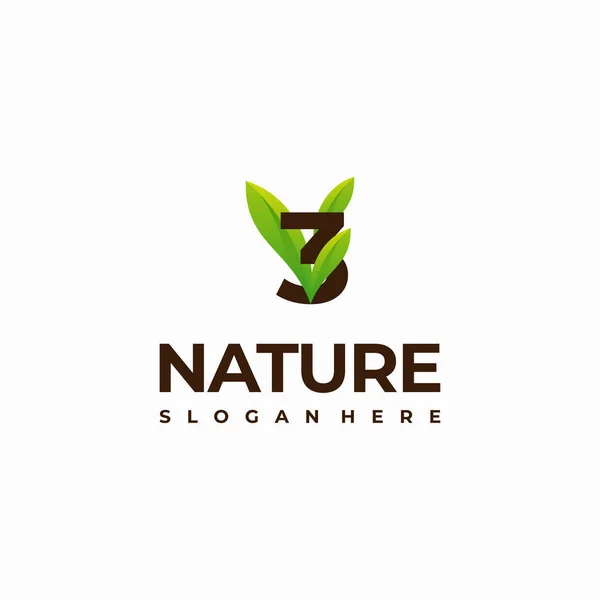 Номерний Лист Початкової Природи Дизайн Логотипу Сучасний Номер Зеленого Логотипу — стоковий вектор
