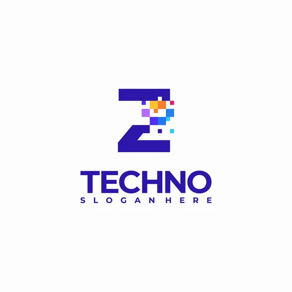 Pixel Letter Logo Design Template Pixel Technology Logo Symbol Koncept — Stockový vektor
