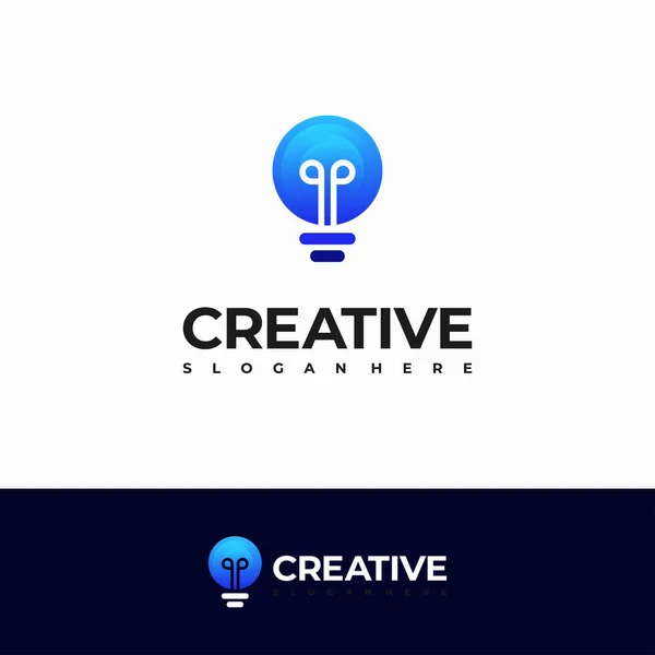 Modern Creative Idea Logo Ontwerpt Symbool Gloeilamp Logo Template Intelligence — Stockvector
