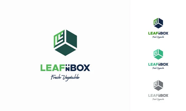 Gemüse Box Logo Designs Konzept Vektor Nature Nutrition Box Logo — Stockvektor