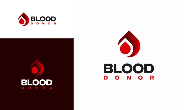 Templat Desain Blood Donor Logo Vektor Ikon Logo Donasi Darah - Stok Vektor