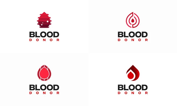 血液ドナーロゴデザインテンプレートセット 献血ロゴテンプレートアイコンベクトル — ストックベクタ