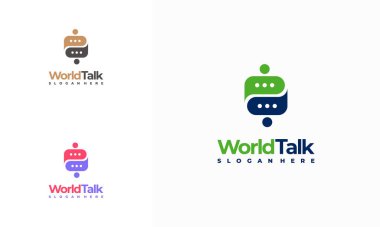 World Forum logosu konsept vektörü, World Talk logo sembolü tasarımları, tartışma sembolü tasarladı