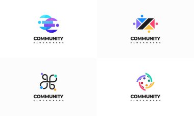 Modern İnsanlar topluluğunun logo şablonu, vektör illüstrasyonu dizayn etti