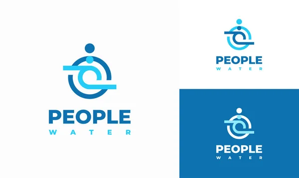 Pessoas Logotipo Água Projeta Vetor Conceito Pessoas Símbolo Logotipo Ambiente —  Vetores de Stock
