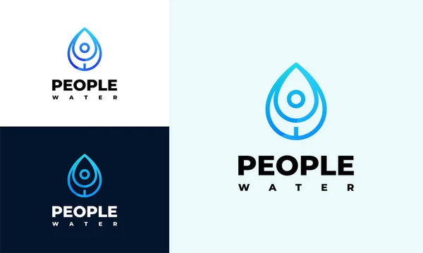 Pessoas Logotipo Água Projeta Vetor Conceito Pessoas Símbolo Logotipo Ambiente —  Vetores de Stock