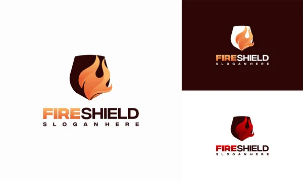 Diseños Modernos Plantillas Logotipo Fire Shield Símbolo Diseños Logotipo Shield — Archivo Imágenes Vectoriales