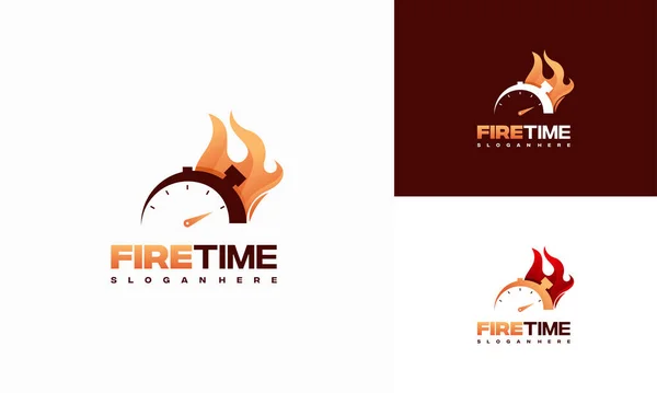Вектор Концепції Логотипу Вогняного Годинника Секундомір Піктограмою Логотипу Вогню — стоковий вектор
