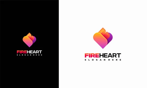 Corazón Fuego Logotipo Diseños Vector Concepto Amor Símbolo Del Logotipo — Vector de stock